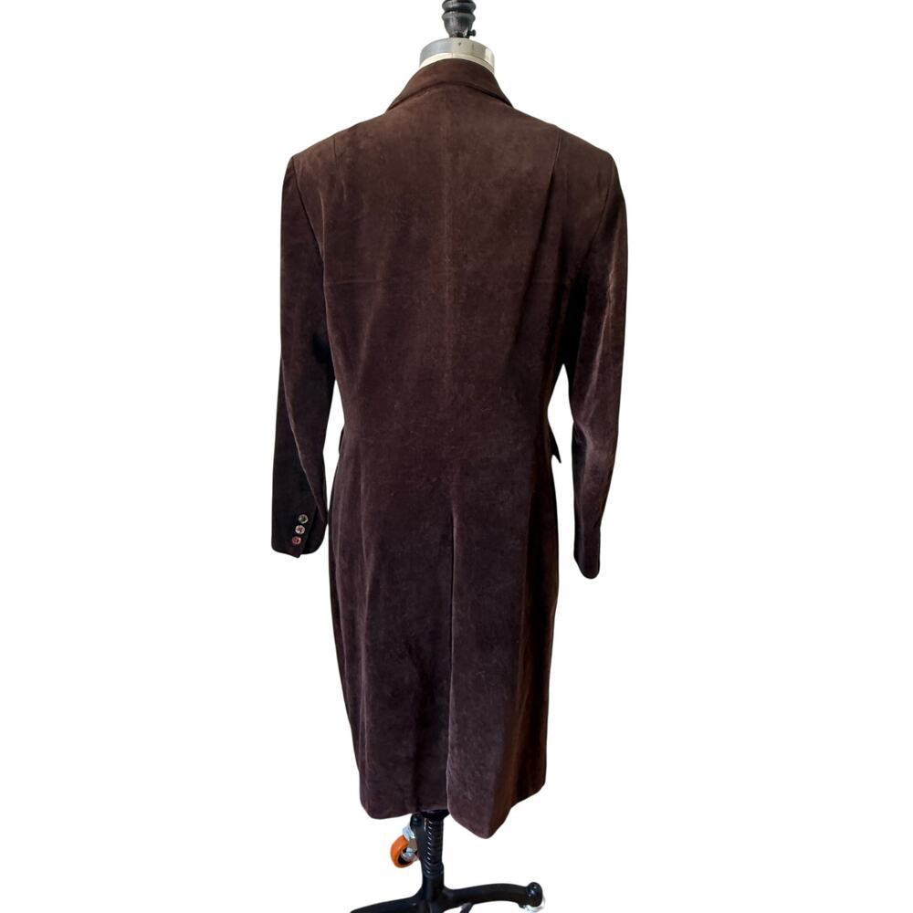 Oilily Brown Velvet Midi Trench Coat Size 42 US 10 Vintage 90s - Picture 4 of 10